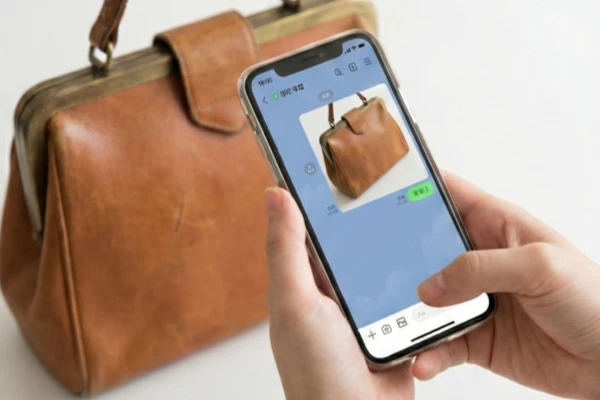 LINEで写真を送信する様子